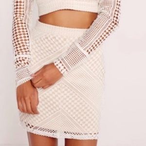 Misguided cream crocheted skirt.